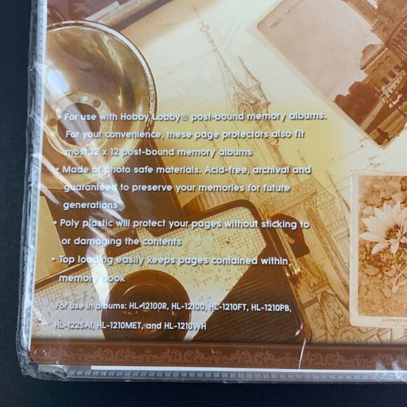 Hobby Lobby 12x12 Post-Bound Scrapbook Page Protectors with Extension Post 10 ct - Picture 2 of 4